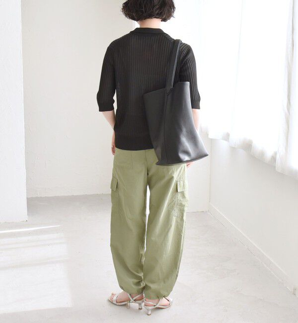 quaranciel「quaranciel:〈手洗い可能〉シアー ラメ ポロ リブ ニット プルオーバー」|ニット・セーター|