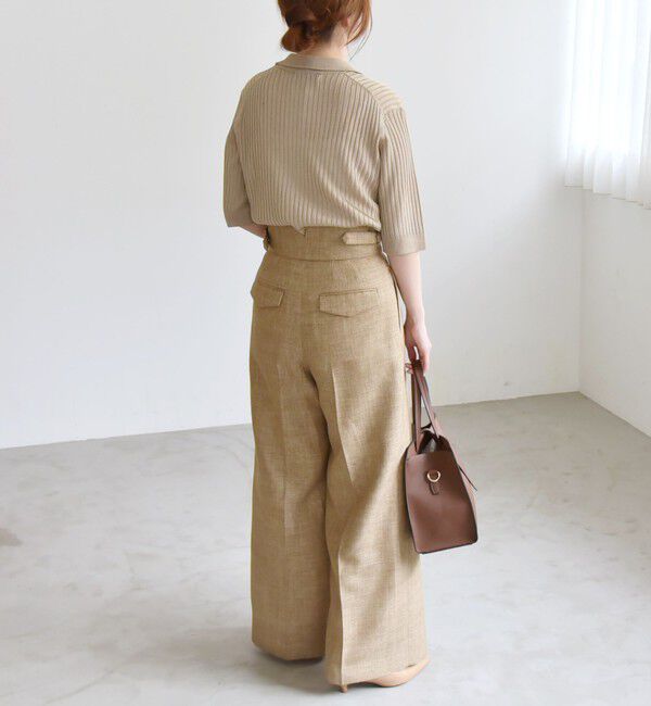 quaranciel「quaranciel:〈手洗い可能〉シアー ラメ ポロ リブ ニット プルオーバー」|ニット・セーター|