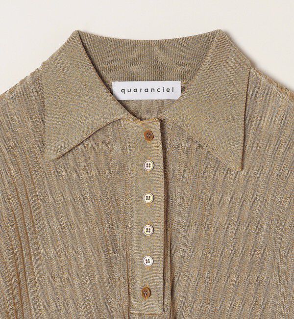quaranciel「quaranciel:〈手洗い可能〉シアー ラメ ポロ リブ ニット プルオーバー」|ニット・セーター|
