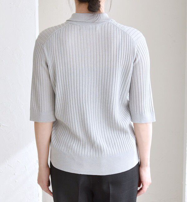 quaranciel「quaranciel:〈手洗い可能〉シアー ラメ ポロ リブ ニット プルオーバー」|ニット・セーター|