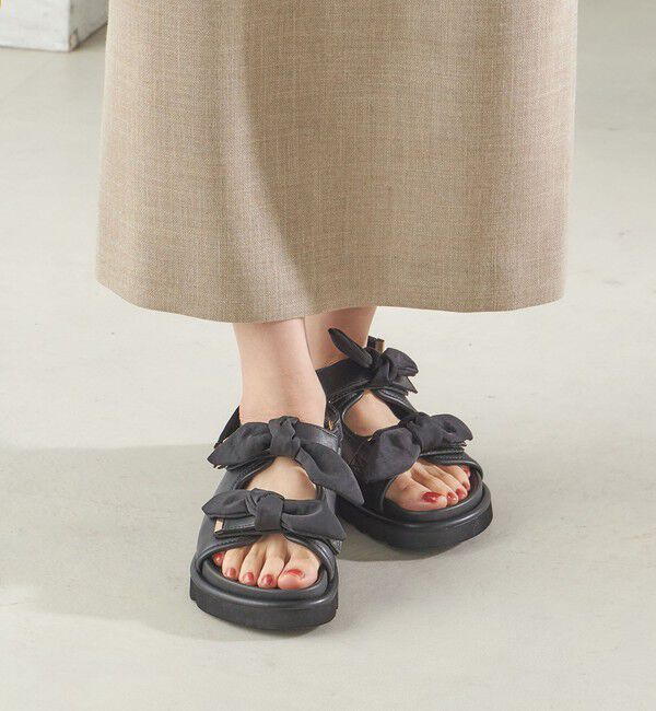 SHIPS for women「2WAY リボン サンダル」|サンダル|ブラック