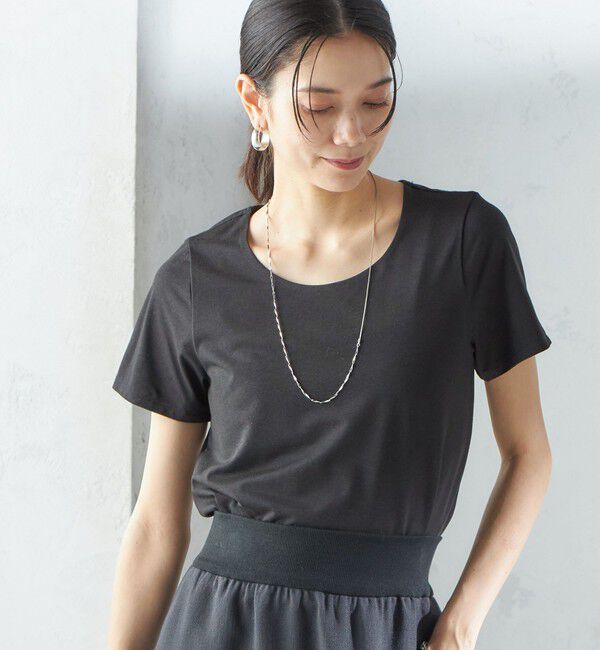 SHIPS for women「〈手洗い可能〉SORONA(R) クルーネック TEE」|Tシャツ・カットソー|ブラック