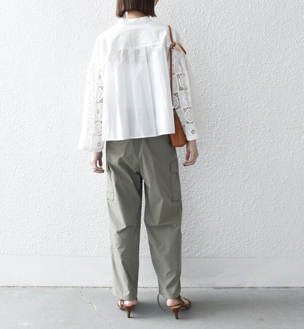 SHIPS any「SHIPS any:〈手洗い可能〉パッチワーク レース スリーブ バンドカラー シャツ」|シャツ・ブラウス|