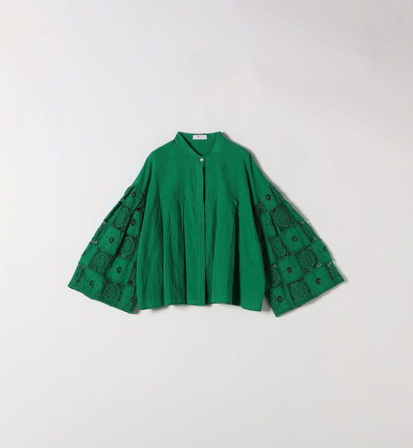 SHIPS any「SHIPS any:〈手洗い可能〉パッチワーク レース スリーブ バンドカラー シャツ」|シャツ・ブラウス|