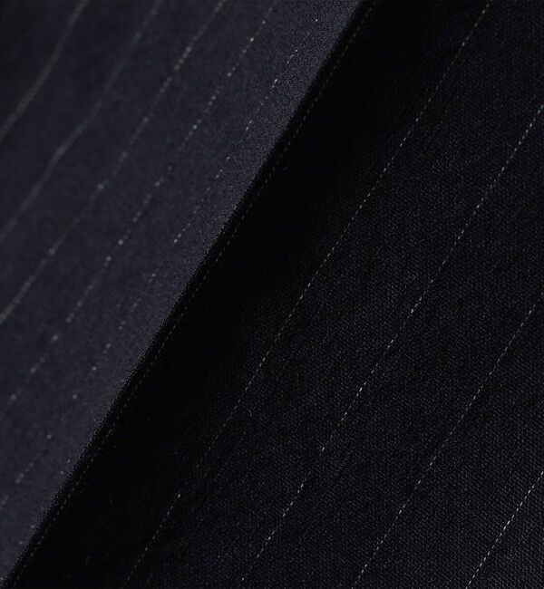 SHIPS for women「SHIPS Primary Navy Label:麻混 ストライプ ストレッチ テーパード パンツ」|スラックス|