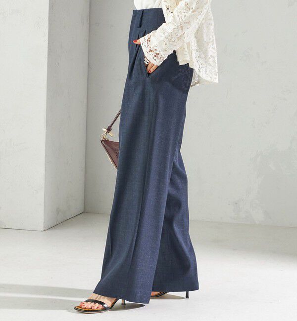 SHIPS for women「〈手洗い可能〉デニムライク 2タック ワイド パンツ」|その他|