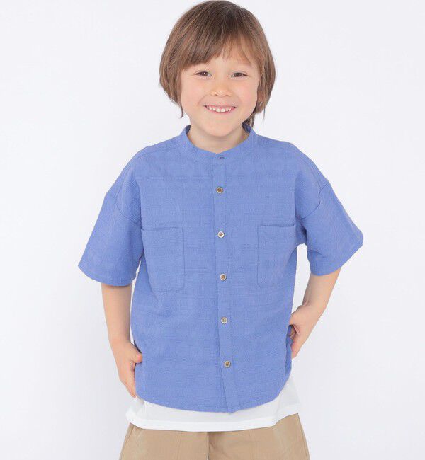 SHIPS KIDS「SHIPS KIDS:100～130cm /エンブロイダリー シャツ」|シャツ・ブラウス|ブルー系