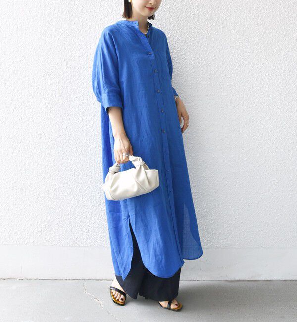 SHIPS for women「〈手洗い可能〉ラミー 4 スタンドカラー シャツ ワンピース」|ワンピース|