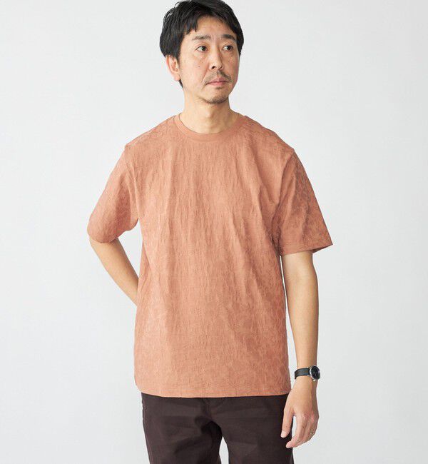 SHIPS「SHIPS: リンクス ジャカード リーフ Tシャツ」|Tシャツ・カットソー|ピンク