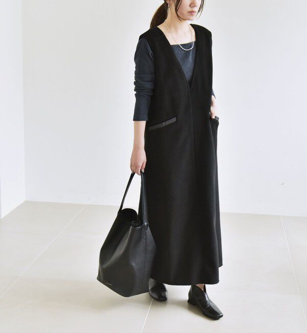 quaranciel「quaranciel: ジャージー メルトン Vネック ジャンパー スカート」|ジャンパースカート|