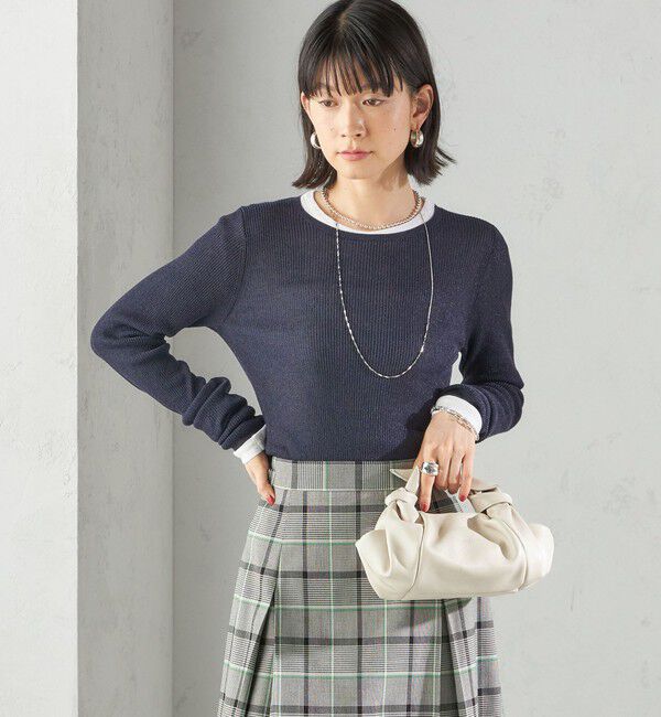 SHIPS for women「〈手洗い可能〉ラメ シアー リブ ニット プルオーバー」|ニット・セーター|