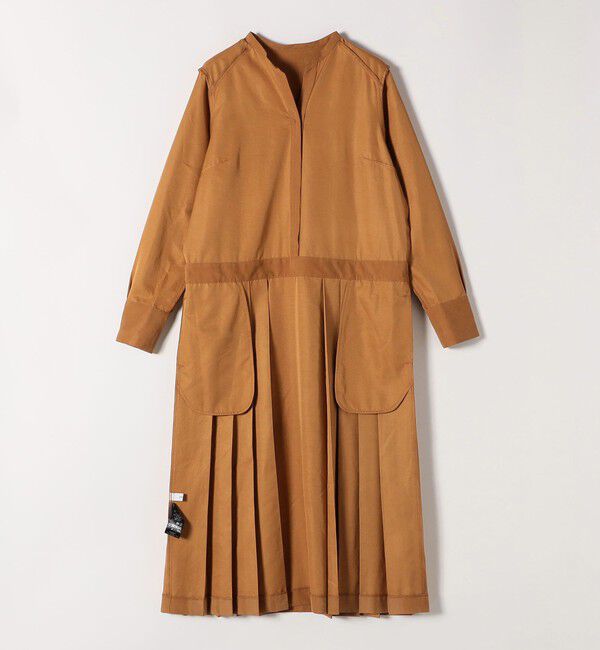 SHIPS any「SHIPS any:〈洗濯機可能〉ピーチスキン サイド プリーツ バンドカラー シャツ ワンピース」|ワンピース|
