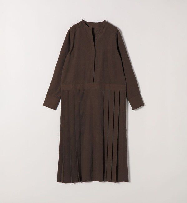 SHIPS any「SHIPS any:〈洗濯機可能〉ピーチスキン サイド プリーツ バンドカラー シャツ ワンピース」|ワンピース|