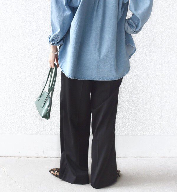 SHIPS for women「〈洗濯機可能〉ハイカウント ツイル 2タック ワイド パンツ」|その他|