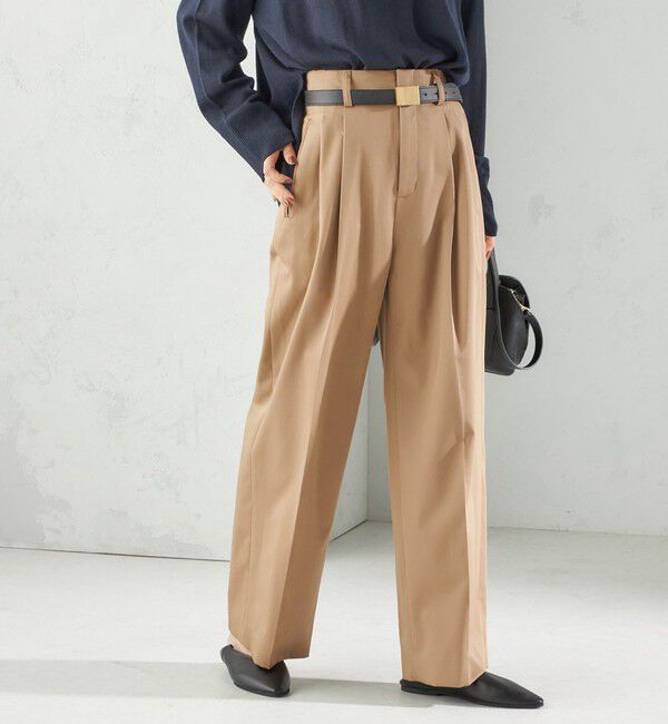 SHIPS for women「〈洗濯機可能〉ハイカウント ツイル 2タック ワイド パンツ」|その他|