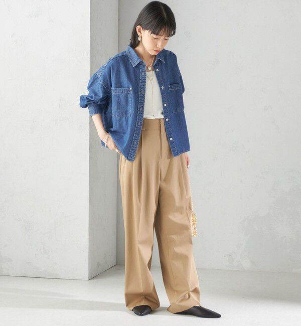 SHIPS for women「〈洗濯機可能〉ハイカウント ツイル 2タック ワイド パンツ」|その他|