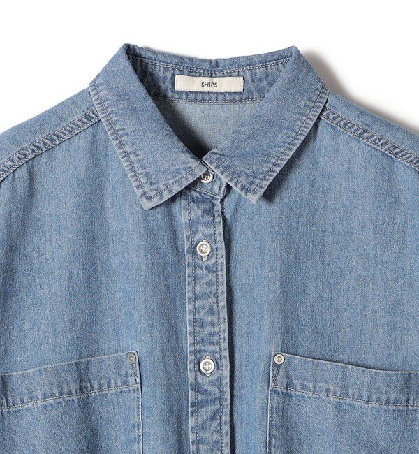 SHIPS for women「《一部追加予約》〈洗濯機可能〉ライトオンス デニム ショート シャツ」|シャツ・ブラウス|