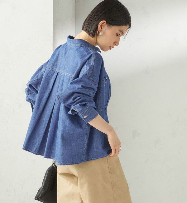 SHIPS for women「《一部追加予約》〈洗濯機可能〉ライトオンス デニム ショート シャツ」|シャツ・ブラウス|