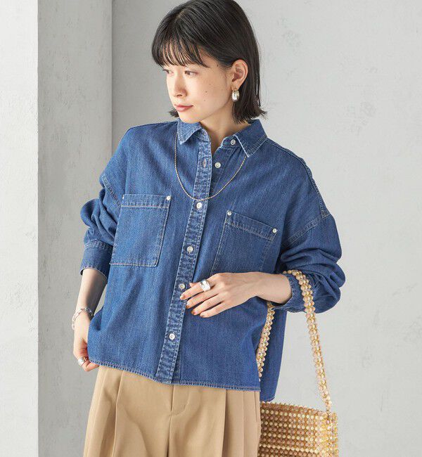 SHIPS for women「《一部追加予約》〈洗濯機可能〉ライトオンス デニム ショート シャツ」|シャツ・ブラウス|