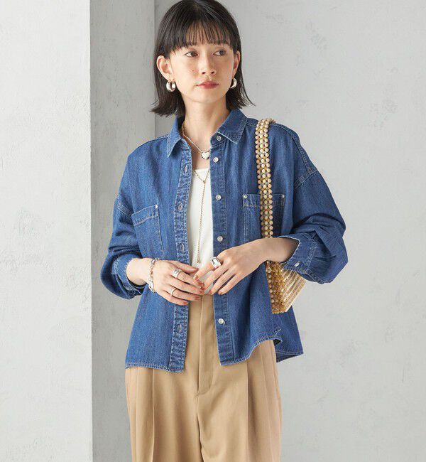 SHIPS for women「《一部追加予約》〈洗濯機可能〉ライトオンス デニム ショート シャツ」|シャツ・ブラウス|