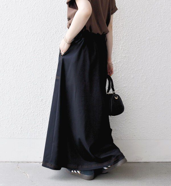 SHIPS any「SHIPS any:〈洗濯機可能〉チノ ステッチ フレア ロング スカート」|フレア|