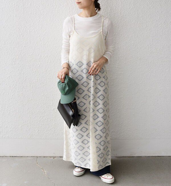 SHIPS Colors 「SHIPS Colors:〈手洗い可能〉レースキャミワンピース &times; ベーシックTEE セット◇」|ワンピース|