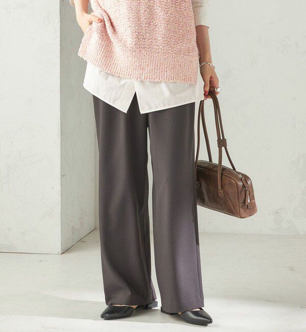 SHIPS for women「〈UVカット/防シワ加工〉梳毛調 ストレッチ ドロスト パンツ」|その他|