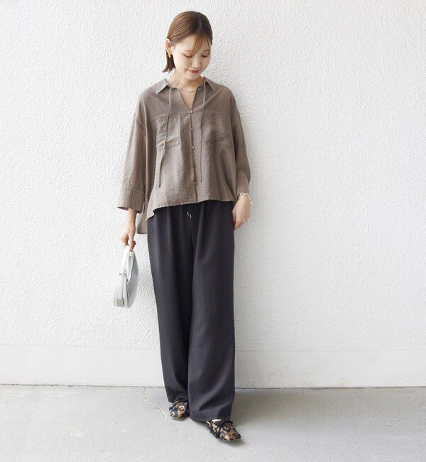 SHIPS for women「〈UVカット/防シワ加工〉梳毛調 ストレッチ ドロスト パンツ」|その他|