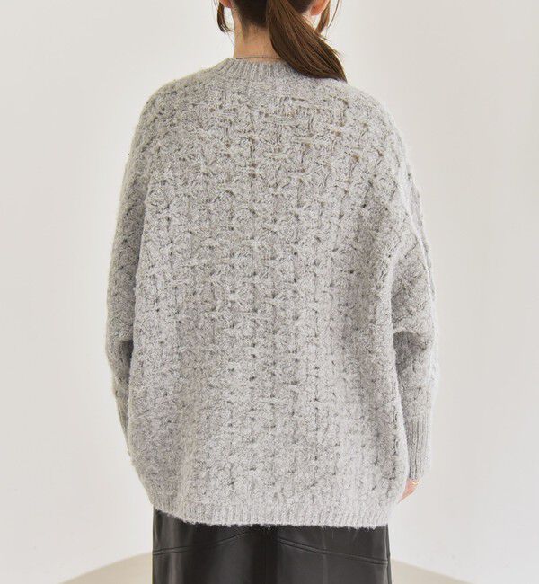 quaranciel「quaranciel:〈手洗い可能〉透かし編み クルーネック ドルマン ルーズ ニット プルオーバー」|ニット・セーター|