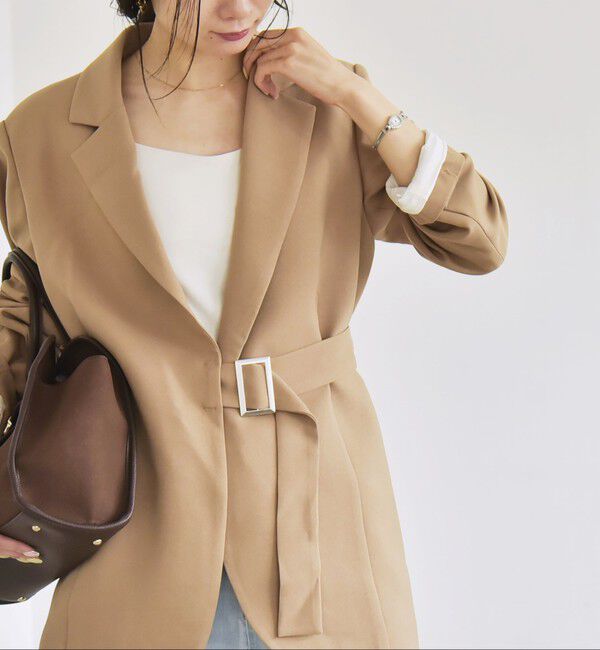 quaranciel「quaranciel:〈洗濯機可能〉ダブルクロス ベルト デザイン 3way テーラード ジャケット」|テーラードジャケット|