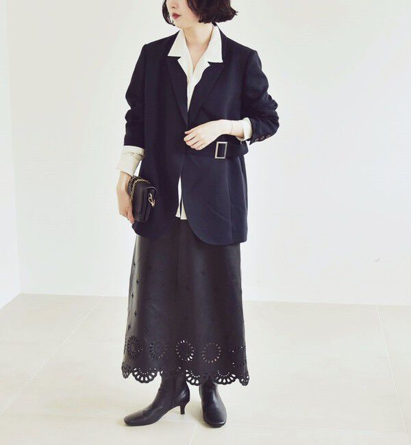 quaranciel「quaranciel:〈洗濯機可能〉ダブルクロス ベルト デザイン 3way テーラード ジャケット」|テーラードジャケット|