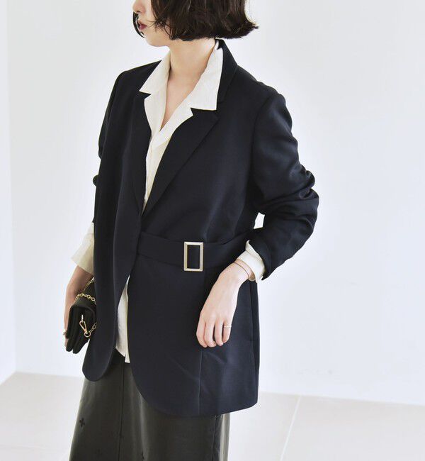 quaranciel「quaranciel:〈洗濯機可能〉ダブルクロス ベルト デザイン 3way テーラード ジャケット」|テーラードジャケット|