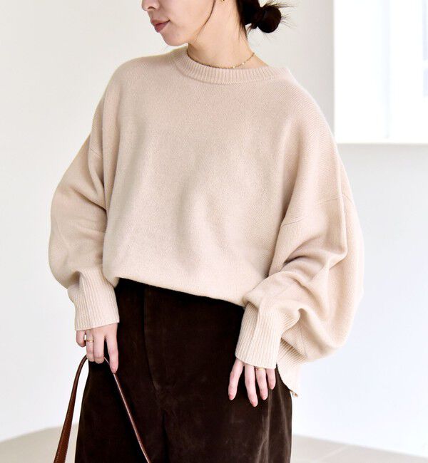 quaranciel「quaranciel:〈手洗い可能〉AQUA カシミヤ ミックス ドルマン ニット 25AW」|ニット・セーター|ベージュ
