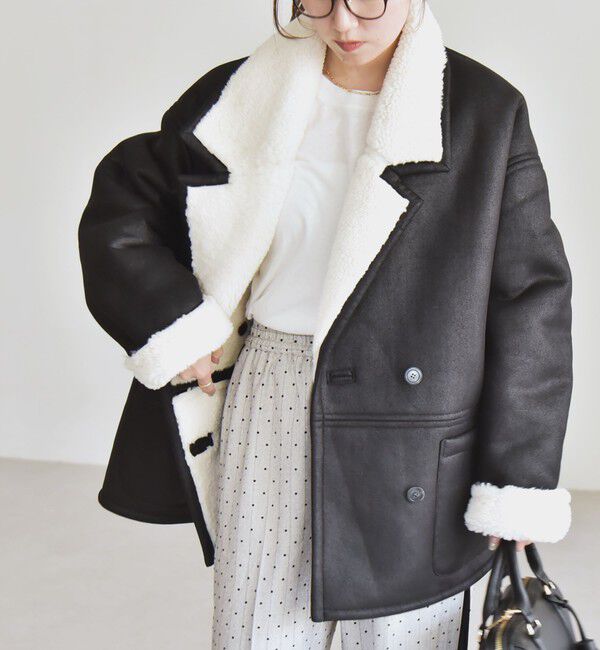 quaranciel「quaranciel: ムートンライク ボア ボンディング ジャケット コート」|その他|