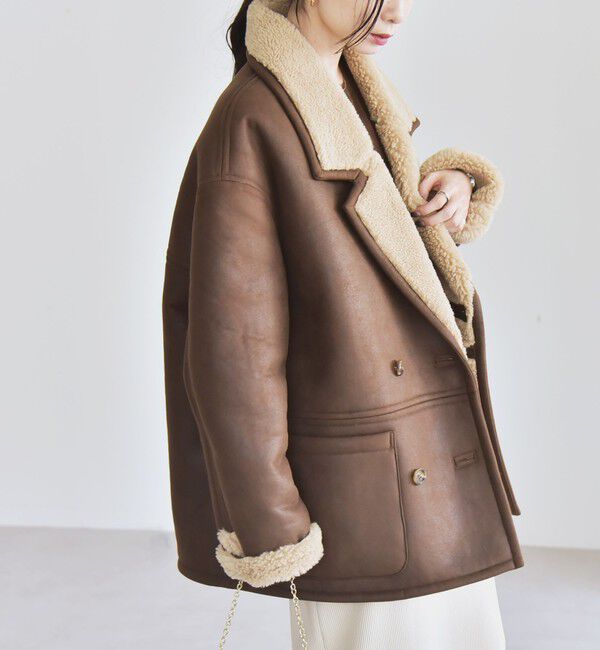 quaranciel「quaranciel: ムートンライク ボア ボンディング ジャケット コート」|その他|