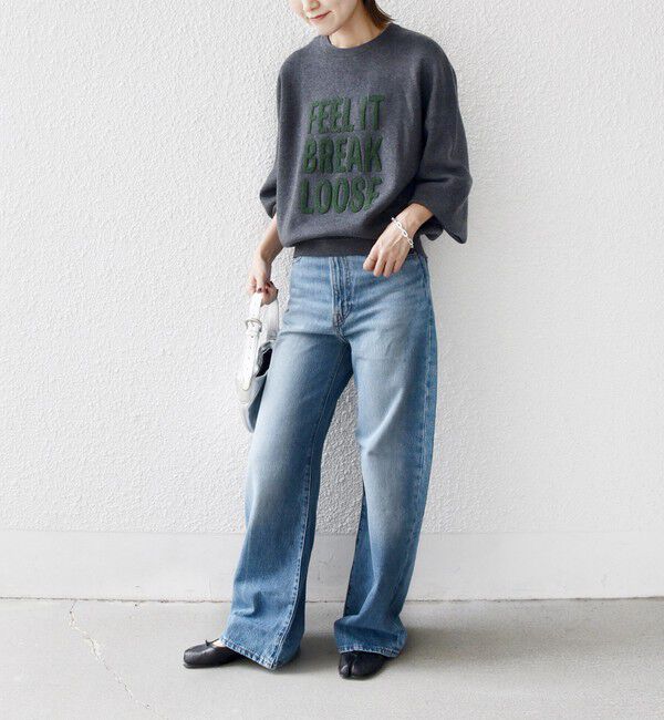 SHIPS for women「【WEB限定】〈手洗い可能〉サガラ 刺繍 ロゴ ニット プルオーバー」|ニット・セーター|