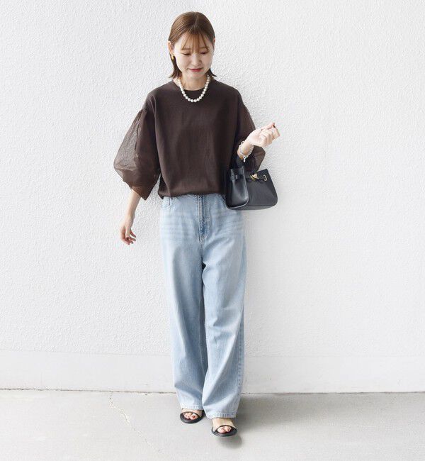 SHIPS for women「《一部追加予約》【WEB限定】〈手洗い可能〉シアー コンビ 裾 ドロスト プルオーバー」|プルオーバー|