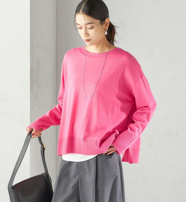 SHIPS for women「〈手洗い可能〉14G ウォッシャブル クルーネック ニット プルオーバー」|ニット・セーター|