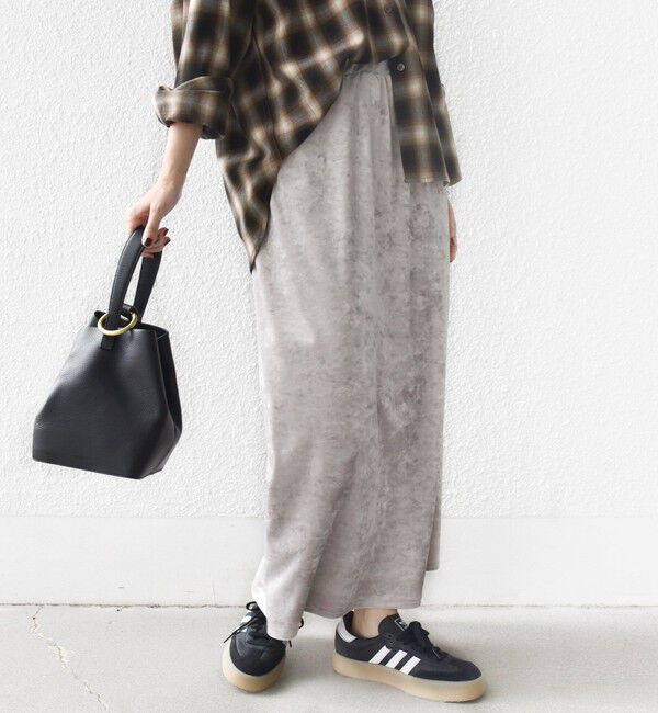 SHIPS for women「〈手洗い可能〉スノー クラッシュ ポリエステル ベロア ウエスト ゴム スカート」|スカート|