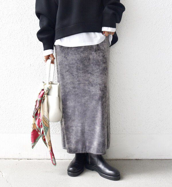 SHIPS for women「〈手洗い可能〉スノー クラッシュ ポリエステル ベロア ウエスト ゴム スカート」|スカート|