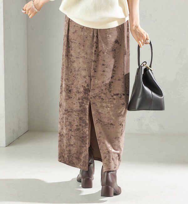 SHIPS for women「〈手洗い可能〉スノー クラッシュ ポリエステル ベロア ウエスト ゴム スカート」|スカート|