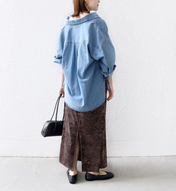 SHIPS for women「〈手洗い可能〉スノー クラッシュ ポリエステル ベロア ウエスト ゴム スカート」|スカート|