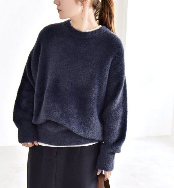 quaranciel「quaranciel:〈手洗い可能〉ファーライク クルーネック ニット プルオーバー」|ニット・セーター|