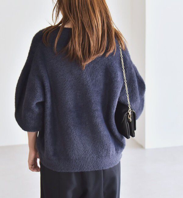 quaranciel「quaranciel:〈手洗い可能〉ファーライク クルーネック スナップ ニット カーディガン」|カーディガン|