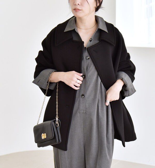 quaranciel「《追加予約》quaranciel:〈手洗い可能〉ダンボール ステンカラー ジャケット コート25AW」|ステンカラーコート|