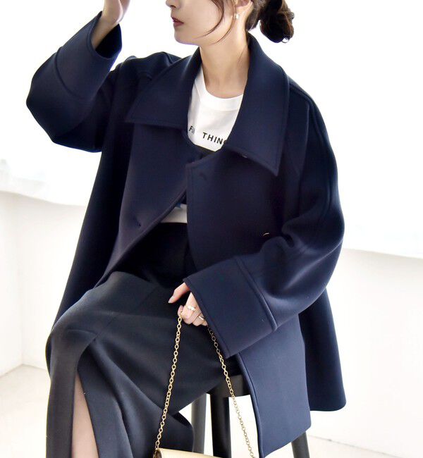 quaranciel「《追加予約》quaranciel:〈手洗い可能〉ダンボール ステンカラー ジャケット コート25AW」|ステンカラーコート|