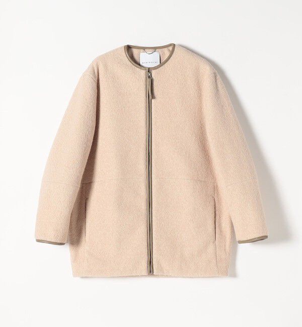 quaranciel「quaranciel: ノーカラー パイピング ジップ コート」|ノーカラーコート|