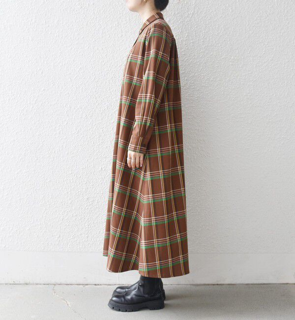 SHIPS any「SHIPS any:〈洗濯機可能〉チェック Aライン フレア シャツ ワンピース」|ワンピース|