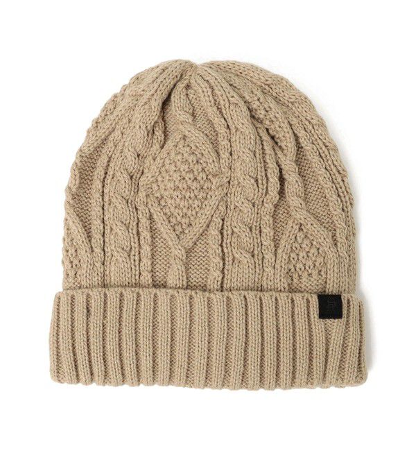 SHIPS any「SHIPS any: ケーブル ボア ワンポイント ピスネーム ワッチキャップ (ユニセックス)」|ニット帽|ベージュ