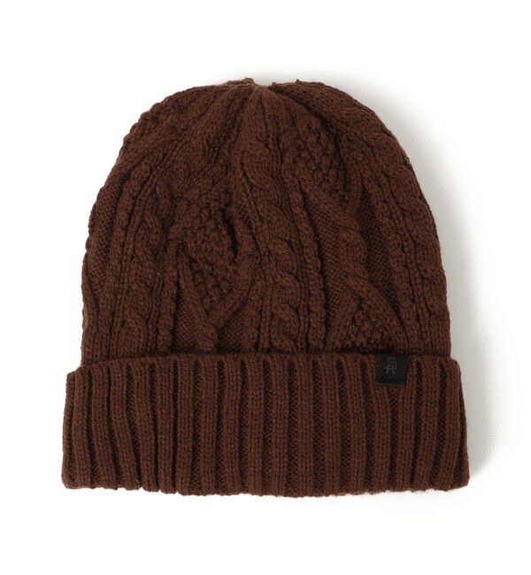 SHIPS any「SHIPS any: ケーブル ボア ワンポイント ピスネーム ワッチキャップ (ユニセックス)」|ニット帽|ブラウン